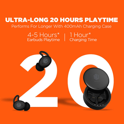 Nu Republic Jaxxbuds Truly Wireless Bluetooth In Ear Earbuds with Mic (Black)