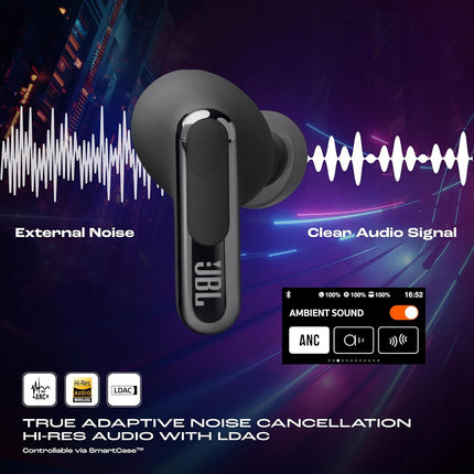 JBL New Launch Live Beam 3, Hi-Res Audio True ANC TWS, Smart Case with Touch Display (Black)