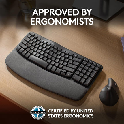 Logitech Wave Keys Wireless Ergonomic Keyboard with Cushioned Palm Rest, Comfortable Natural Typing, Easy-Switch, Bluetooth, Logi Bolt Receiver, for Multi-OS, Windows/Mac - Off White (BRAND NEW/SEALED)