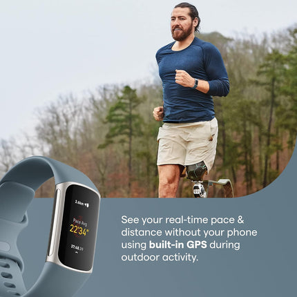 Fitbit Charge 5 Advanced Health & Fitness Tracker with Built-in GPS, Stress Management, Sleep Tools, 24/7 Heart Rate, SpO2 & More, One Size (S & L Bands Included)
