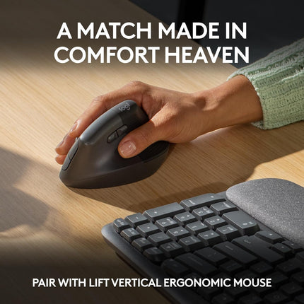Logitech Wave Keys Wireless Ergonomic Keyboard with Cushioned Palm Rest, Comfortable Natural Typing, Easy-Switch, Bluetooth, Logi Bolt Receiver, for Multi-OS, Windows/Mac - Off White (BRAND NEW/SEALED)