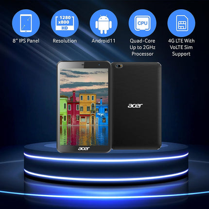 Acer one T4-82L (20.32 cm) 8 Inch Bluetooth Tablet with 3GB RAM and 32 GB EMMC, 4G LTE, Black