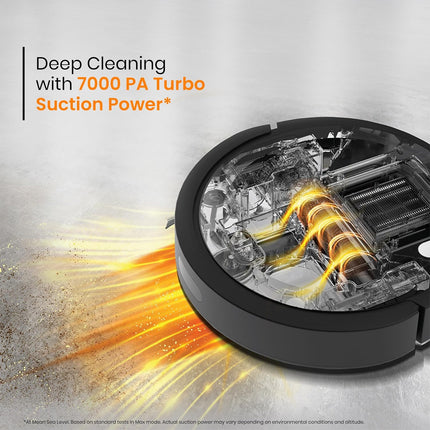 Eureka Forbes SmartClean Home Mapping Turbo, 7000Pa HyperSuction Robotic Vacuum Cleaner | LiDAR 3.0 & Quick Home Mapping | Wet Mopping | 3-Hour Run Time | Smart App Control | Voice Control