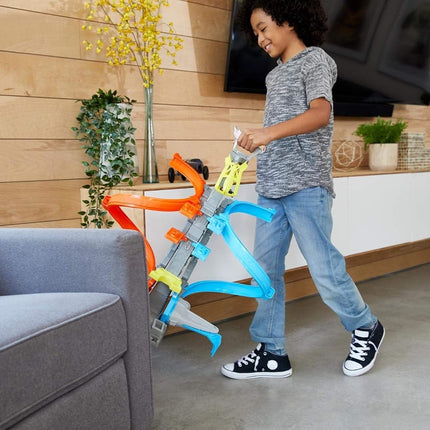 Mattel Hot Wheels Loop & Launch Track Set for Kids 5-10 Years Old with Adjustable 2-Foot-Tall Winner S Cage, Spiral Loop, & Point Panels, Simple Set-Up & Collapsible for Easy Storage