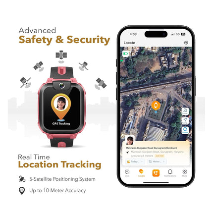 imoo Phone Watch Z1 – Smart Watch with GPS Tracker, 4G Video & Voice Calls, Advanced Parental Controls, Durable Quality with IPX8 Water Resistance, SOS, for Kids (Grapefruit Red) - Unboxify