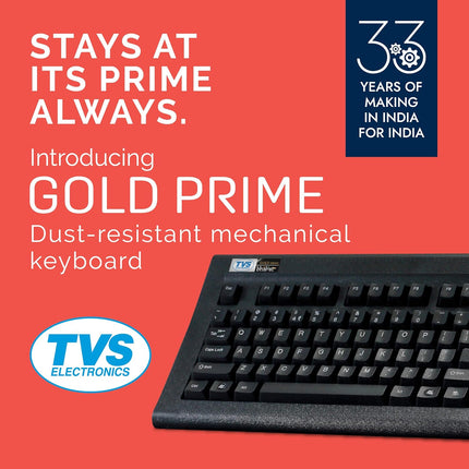 TVS ELECTRONICS Gold Prime Mechanical Wired Keyboard | Dustproof Key switches | Guaranteed 50 Million keystrokes | 1.5 Meter USB Cable, USB Gold Keyboard (Black) (BRAND NEW/SEALED)