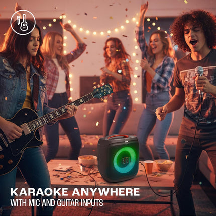 JBL Partybox Encore Essential 2 Wireless Bluetooth Party Speaker, AI Sound Boost, Dynamic Light Show, Upto 15Hrs Playtime, Multi-Speaker Connection by Auracast, Guitar & Mic Inputs, PartyBox App-Black - Unboxify