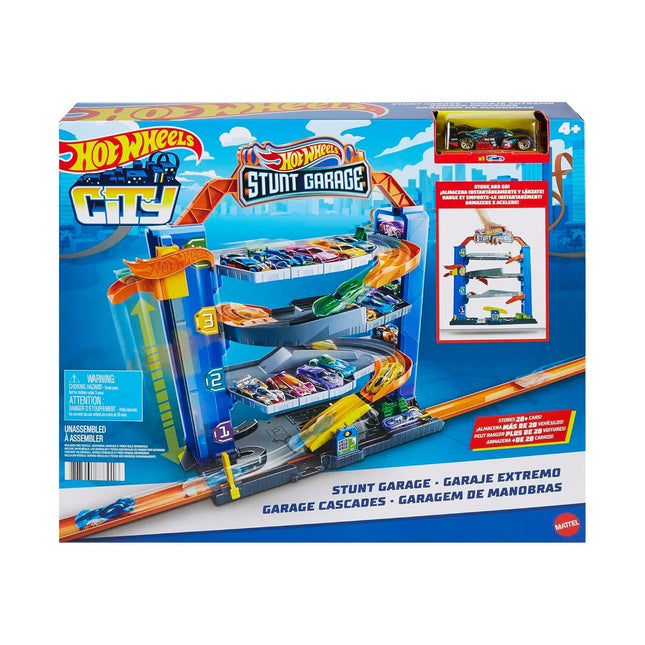 Hot Wheels™ City Stunt Garage Play Set Gift Idea for Ages 3 to 8 Years Elevator to Upper Levels Connects to Other Sets