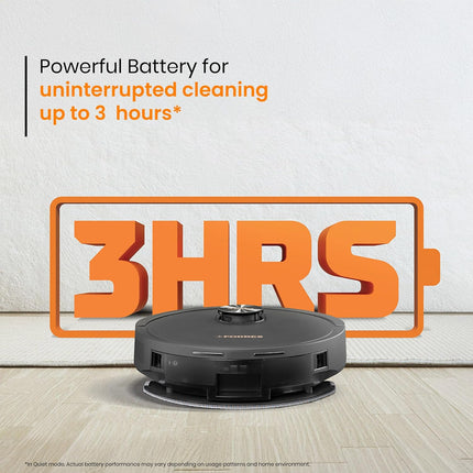Eureka Forbes SmartClean Home Mapping Turbo, 7000Pa HyperSuction Robotic Vacuum Cleaner | LiDAR 3.0 & Quick Home Mapping | Wet Mopping | 3-Hour Run Time | Smart App Control | Voice Control