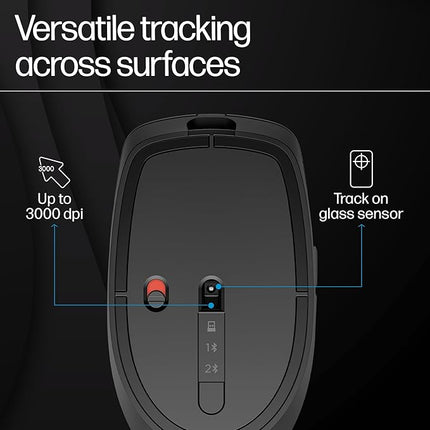 HP 710 Rechargeable Silent Mouse/6 programmable buttons/90-day Rechargeable Battery Life Track-On Glass Sensor(Graphite) - Unboxify