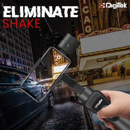 DIGITEK 3-Axis Handheld Gimbal Stabilizer for Smartphones & Gopro with Face & Object Tracking Motion, Various Time Lapse Features & Upto 12 hrs. Operational Time (DSG 005), Black