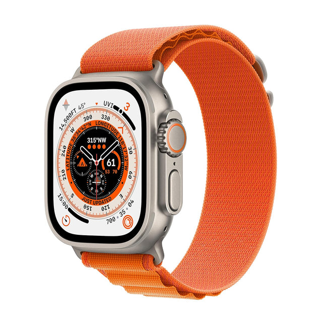 Apple Watch Ultra [GPS + Cellular 49 mm] Smart Watch w/Rugged Titanium Case & Orange Alpine Loop Medium. Fitness Tracker, Precision GPS, Action Button, Extra-Long BatteryLife, Brighter Retina Display