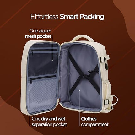 Acer Estilo Premium 15.6 Inch Beige Color Backpack I Water Resistent Polyester I Expandable, 2 Zipper Front Pocket, 2 More Compartment for Laptop and Other Accessories I USB Charging I Strolley Strap - Unboxify