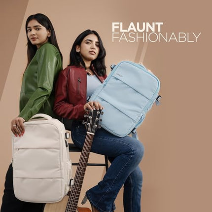 Acer Estilo Premium 15.6 Inch Beige Color Backpack I Water Resistent Polyester I Expandable, 2 Zipper Front Pocket, 2 More Compartment for Laptop and Other Accessories I USB Charging I Strolley Strap - Unboxify