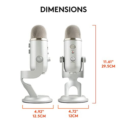 Logitech Blue Yeti USB Microphone for Recording, Streaming, Gaming, Podcasting on PC and Mac, Condenser Mic for Laptop or Computer with Blue VO!CE Effects, Adjustable Stand, Plug and Play - Silver - Unboxify