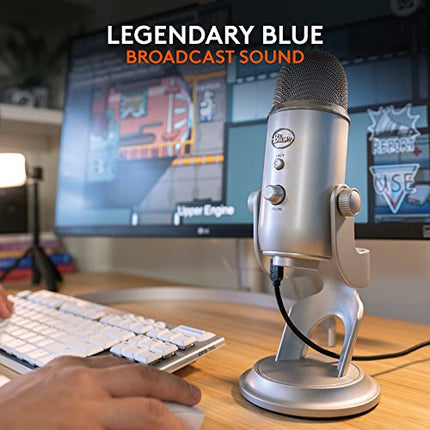 Logitech Blue Yeti USB Microphone for Recording, Streaming, Gaming, Podcasting on PC and Mac, Condenser Mic for Laptop or Computer with Blue VO!CE Effects, Adjustable Stand, Plug and Play - Silver - Unboxify