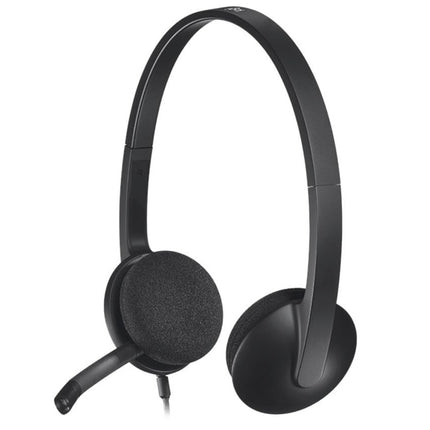 Logitech H340 Stereo Wired Over Ear Headphones with Mic with Noise-Cancelling, USB, Pc/Mac/Laptop - Black - Unboxify