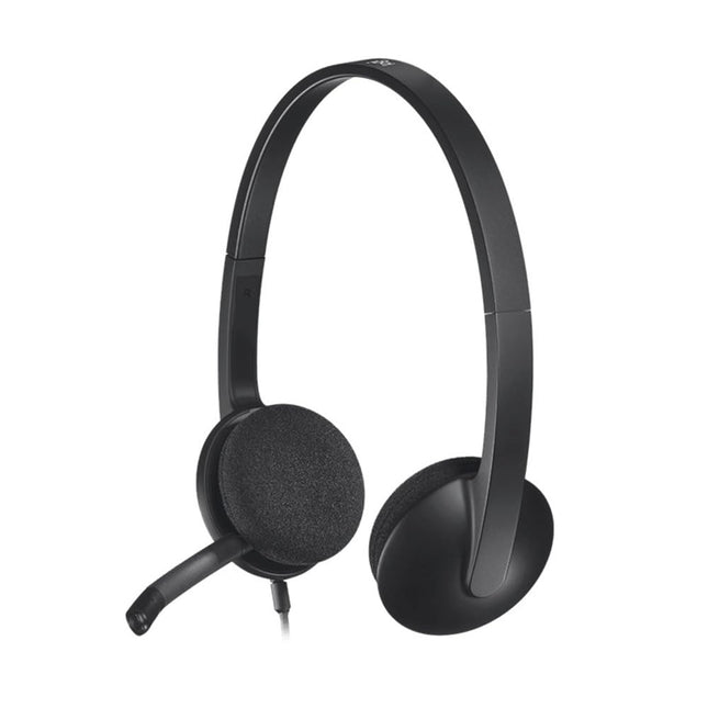 Logitech H340 Stereo Wired Over Ear Headphones with Mic with Noise-Cancelling, USB, Pc/Mac/Laptop - Black - Unboxify