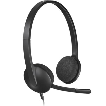 Logitech H340 Stereo Wired Over Ear Headphones with Mic with Noise-Cancelling, USB, Pc/Mac/Laptop - Black - Unboxify