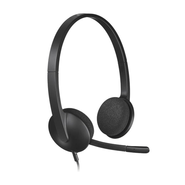 Logitech H340 Stereo Wired Over Ear Headphones with Mic with Noise-Cancelling, USB, Pc/Mac/Laptop - Black - Unboxify