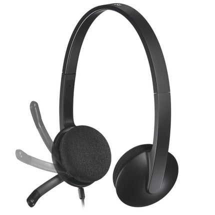 Logitech H340 Stereo Wired Over Ear Headphones with Mic with Noise-Cancelling, USB, Pc/Mac/Laptop - Black - Unboxify