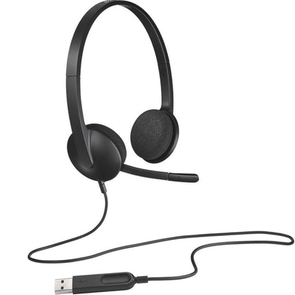 Logitech H340 Stereo Wired Over Ear Headphones with Mic with Noise-Cancelling, USB, Pc/Mac/Laptop - Black - Unboxify