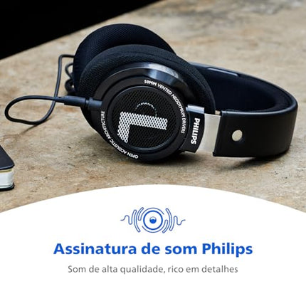 PHILIPS SHP9500 Over-Ear Headphones, HiFi Stereo, 50mm Neodymium Drivers, 101 dB, Breathable Ear Cushion, Steel Headband, Detachable 1.5m Cable, Gold-Plated 3.5mm Jack, Double Layered Cushion (Black) - Unboxify