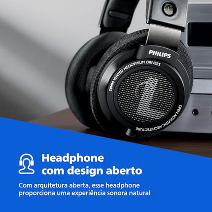 PHILIPS SHP9500 Over-Ear Headphones, HiFi Stereo, 50mm Neodymium Drivers, 101 dB, Breathable Ear Cushion, Steel Headband, Detachable 1.5m Cable, Gold-Plated 3.5mm Jack, Double Layered Cushion (Black) - Unboxify
