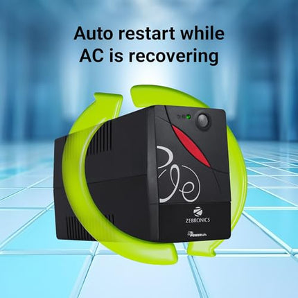 ZEBRONICS Zeb-U725 600VA UPS for Desktop/PC/Computers (not for Routers) with Automatic Voltage Regulation, Black - Unboxify