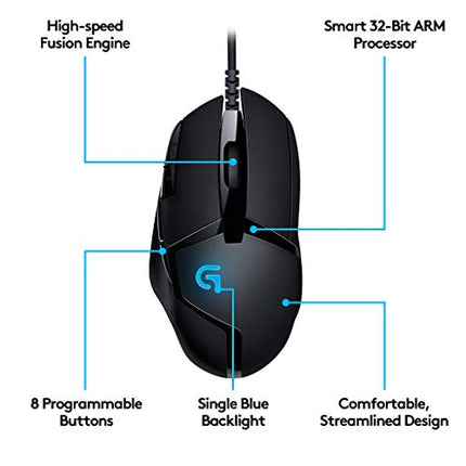 Logitech G402 Hyperion Fury USB Wired Gaming Mouse, 4,000 DPI, Lightweight, 8 Programmable Buttons, Compatible for PC/Mac - Black - Unboxify