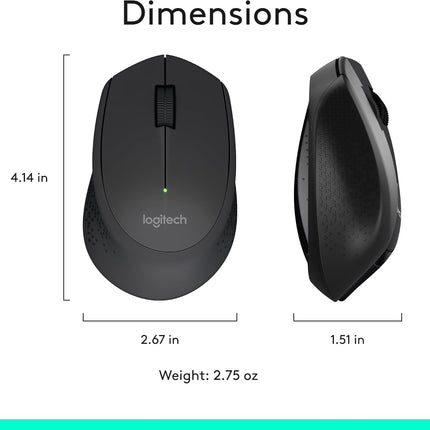 Logitech MK345 Wireless Keyboard and Mouse Set Full-Sized Keyboard with Palm Rest and Comfortable Right-Handed Mouse, 2.4 GHz Wireless USB Receiver, Compatible with PC, Laptop - Black