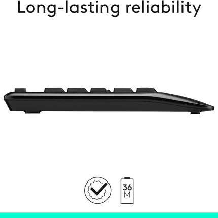 Logitech MK345 Wireless Keyboard and Mouse Set Full-Sized Keyboard with Palm Rest and Comfortable Right-Handed Mouse, 2.4 GHz Wireless USB Receiver, Compatible with PC, Laptop - Black