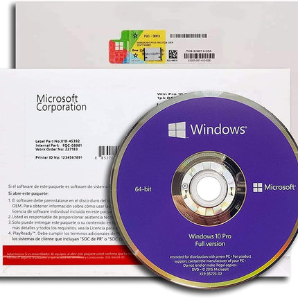 Microsoft Windows 10 Professional 64Bit OEM (OEI) DVD PACK English Intl for 1 PC/ User