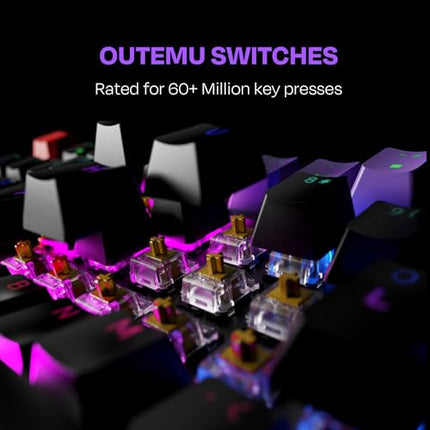 Kreo Hive 98 Wired RGB Mechanical Gaming Keyboard | Full Size 98 Keys, Metal Volume Knob, Per-Key RGB, Hot-Swappable Switches (Black-Purple, Brown) - Unboxify