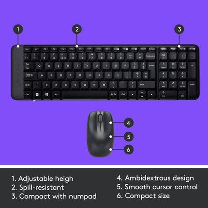 Logitech MK215 Wireless Keyboard and Mouse Combo, 2.4 GHz Wireless, 3 Years Warranty, Compact Design, 2-Year Battery Life(Keyboard),5 Month Battery Life(Mouse) PC/Laptop- Black