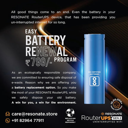 Resonate RouterUPS® Gen2 | Original Router UPS for 12V WiFi Router & Modem (Supports up to 2A) (7800mAh - 95% Longer Power Backup) | Compact Mini UPS with Intelligent Charging (Upto 6 Hrs Internet)