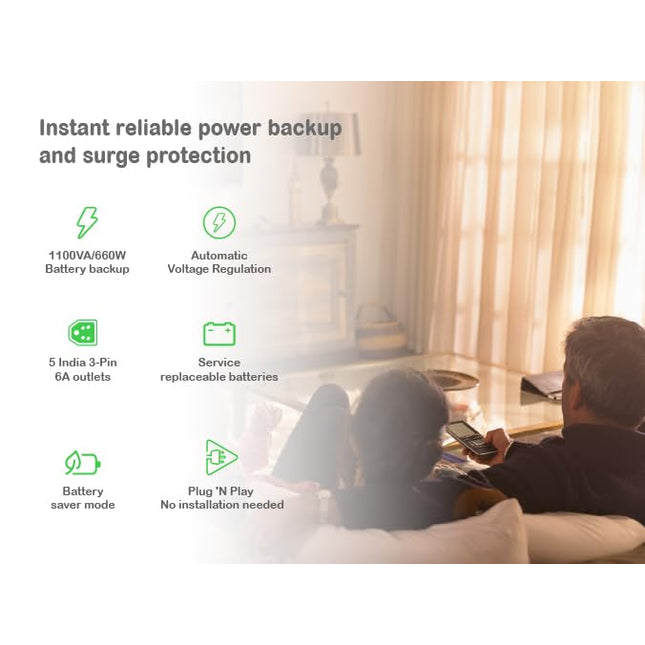 APC Back-UPS BX1100C-IN 1100VA / 660W, 230V, UPS System, An ideal Power Backup & Protection for Home Office, Desktop PC & Home Electronics - Unboxify