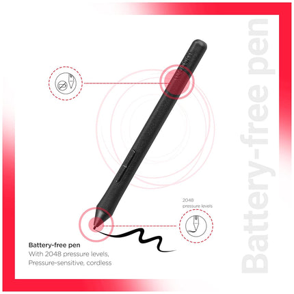 One by Wacom CTL-472/K0-CX Digital Drawing Graphics Pen Tablet (Red & Black) Small (6-inch x 3.5-inch)(15x8cm) | Battery Free Cordless Pen with 2048 Pressure Level - Unboxify