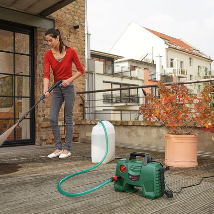 BOSCH Easy Aquatak 100 | 1100-watt Motor | Max Pressure- 100 Bar | High Pressure Washer with Double Filtration | 360° Gun, Self-Priming | Flow Rates up to 270 l/h | 3.1 Kg (Without Detergent Bottle)