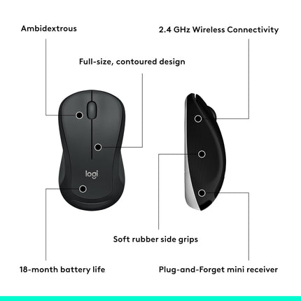 Logitech MK540 Advanced Wireless Keyboard and Mouse Combo for Windows, 2.4 GHz Unifying USB-Receiver, Multimedia Hotkeys, 3-Year Battery Life, for PC, Laptop