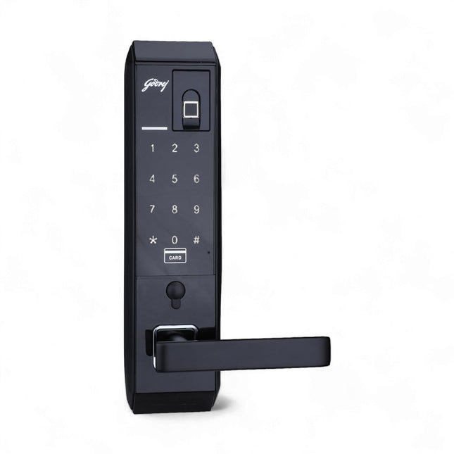 Godrej Smart Lock I Advantis Revolution Digital Lock for Wooden Door |for Main Door | 4 in 1 Access | Pin Access | Fingerprint | RFID Card | Mechanical Key | Black | 3Yrs Warranty - Unboxify