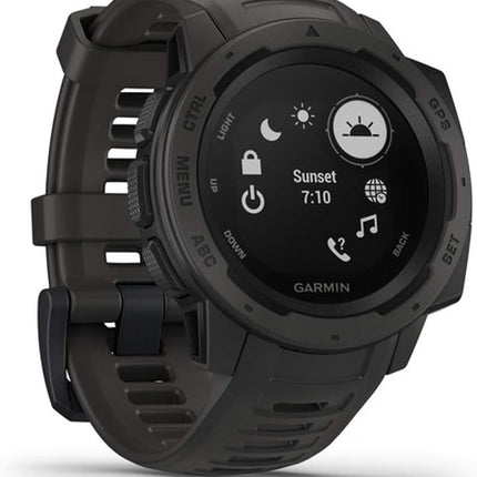 Garmin Instinct, Rugged Outdoor Watch with GPS, Features Glonass and Galileo, Heart Rate Monitoring and 3-Axis Compass, Graphite