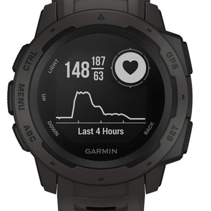 Garmin Instinct, Rugged Outdoor Watch with GPS, Features Glonass and Galileo, Heart Rate Monitoring and 3-Axis Compass, Graphite