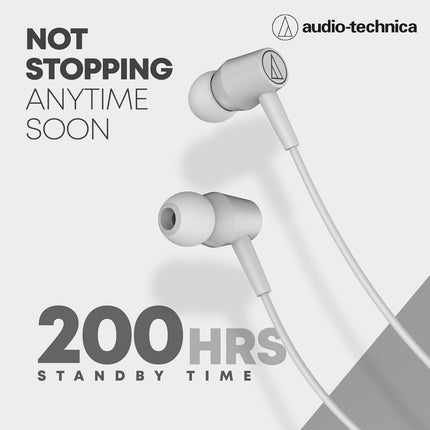 Audio-Technica CLR100BT Bluetooth Neckband with 200 Hours Standby Time Volume Control Extra Bass IPX2 Water Resistant Noise Isolation and Magnetic Buds (White)