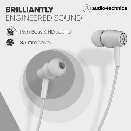 Audio-Technica CLR100BT Bluetooth Neckband with 200 Hours Standby Time Volume Control Extra Bass IPX2 Water Resistant Noise Isolation and Magnetic Buds (White)