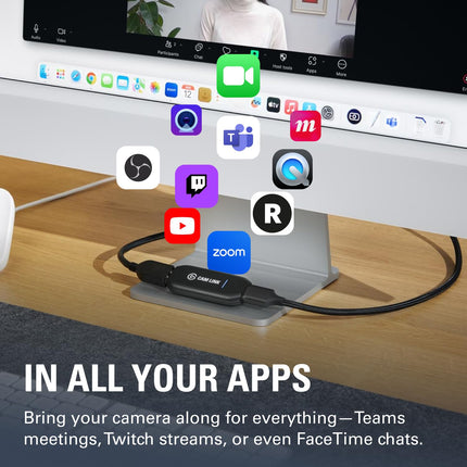 Corsair Elgato Cam Link 4K USB 3.0 Broadcast Live, Record via DSLR, Camcorder, or Action Cam, 1080p60 or 4K at 30 FPS, Compact HDMI Capture Device
