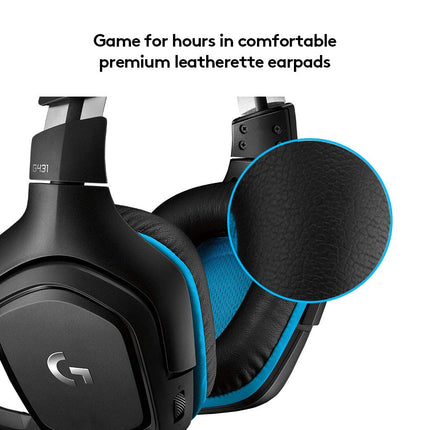 Logitech G431 with 7.1 Surround Sound, DTS X 2.0, 50 mm Audio Drivers, USB and 3.5 mm Jack, Flip-to-Mute Mic Wired Over Ear Headphones with Mic for PC - Black