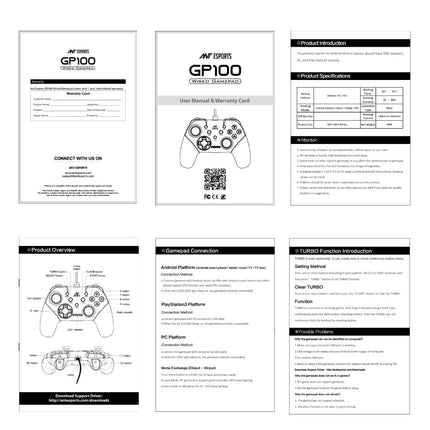 Ant Esports GP100 Controller Joysticks for PC (Windows 7/8/8.1/10) / PS3 / Andriod/Steam Gaming Wired Gamepad