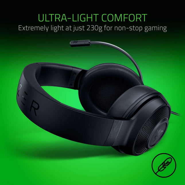 Razer Kraken X Lite Ultralight Gaming Headset: 7.1 Surround Sound Capable - Lightweight Frame - Bendable Cardioid Microphone - for PC, Xbox, PS4, Nintendo Switch