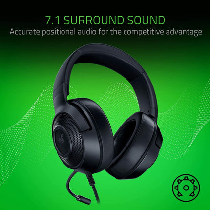 Razer Kraken X Lite Ultralight Gaming Headset: 7.1 Surround Sound Capable - Lightweight Frame - Bendable Cardioid Microphone - for PC, Xbox, PS4, Nintendo Switch